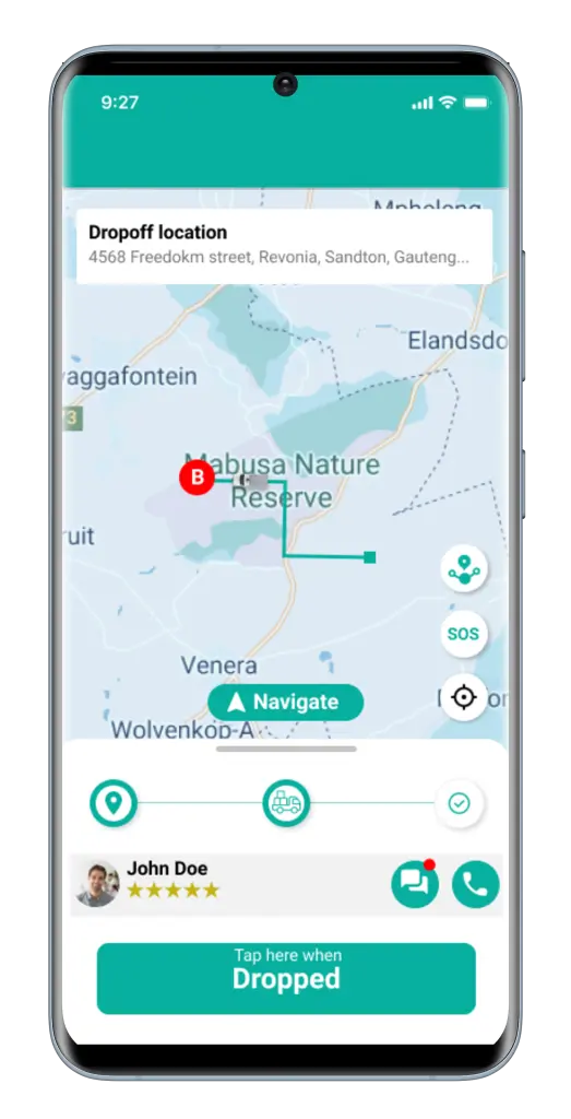 BakX trip in progress in the driver app